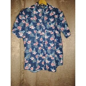 Men's Chaps Tropical Button Up Short Sleeve Shirt Floral Hawaiian Size XL -9